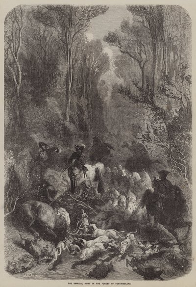Die kaiserliche Jagd im Wald von Fontainebleau (Gravur) von English School