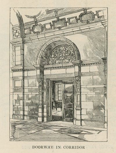 Das Imperial Institute: Tür im Korridor von English School