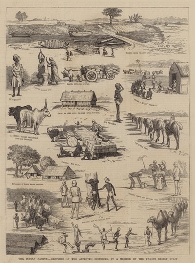 Die indische Hungersnot, Skizzen in den betroffenen Bezirken, von einem Mitglied des Hungersnot-Hilfspersonals von English School
