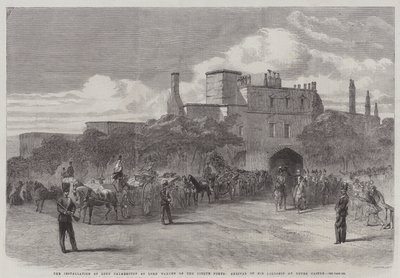 Die Installation von Lord Palmerston als Lord Warden der Cinque Ports, Ankunft seiner Lordschaft im Dover Castle (Stich) von English School