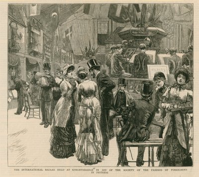 Der Internationale Basar in Knightsbridge zugunsten der Gesellschaft der Freunde von Ausländern in Not von English School