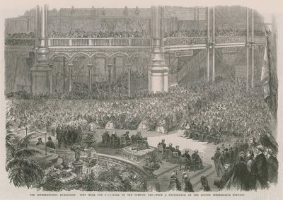 Die Internationale Ausstellung; Blick vom Orchester am Eröffnungstag von English School