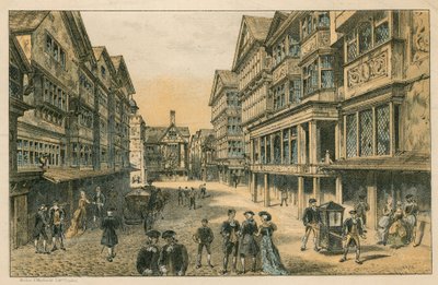 Die Internationale Gesundheitsausstellung in South Kensington, 1884: die alte Londoner Straße von English School