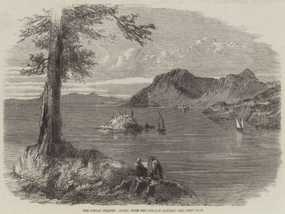 Die Ionischen Inseln, Korfu, von der Ein-Geschütz-Batterie (Gravur) von English School