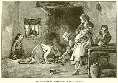 Die irische Familie: Innenansicht einer Bauernhütte von English School