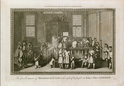 Die jüdische Art, das Gesetz vor den Menschen in Dukes Place, London, zu halten von English School