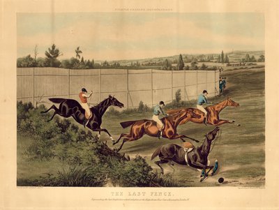Der letzte Zaun, Darstellung des letzten Hindernisrennens auf der Hippodrome-Rennbahn, Kensington, London von English School