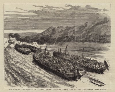 Die letzten Russen in Ost-Rumelien, russische Truppen überqueren die Donau bei Galatz von English School