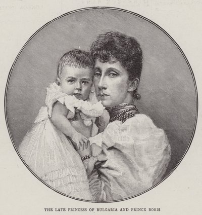 Die verstorbene Prinzessin von Bulgarien und Prinz Boris (Gravur) von English School