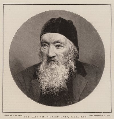 Der verstorbene Sir Richard Owen, KCB, FRS (Gravur) von English School