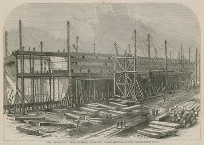 Das Dampfschiff Leviathan (Great Eastern), wie es zu Beginn des Jahres 1855 erschien von English School