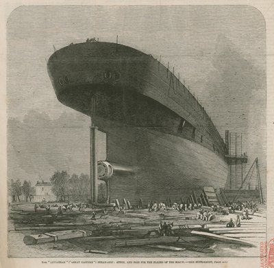 Das Dampfschiff Leviathan (Great Eastern); Heck und Boss für die Schraubenblätter von English School