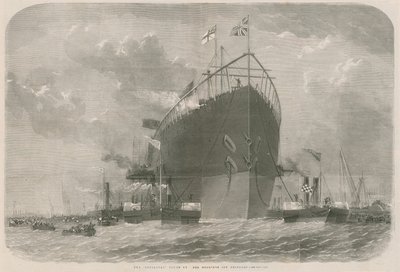 Der Leviathan wird zu seinen Liegeplätzen vor Deptford geschleppt von English School