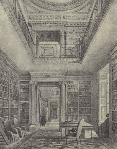 Die Bibliothek, 1844 (Gravur) von English School