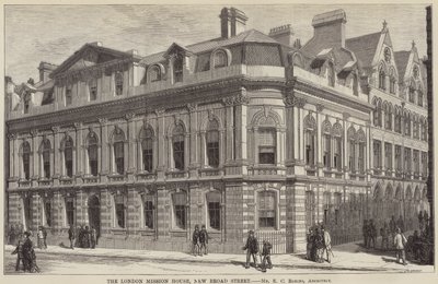 Das London Mission House, New Broad Street (Stich) von English School