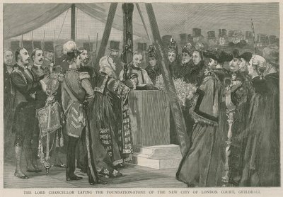 Der Lordkanzler legt den Grundstein des neuen City of London Court, Guildhall von English School