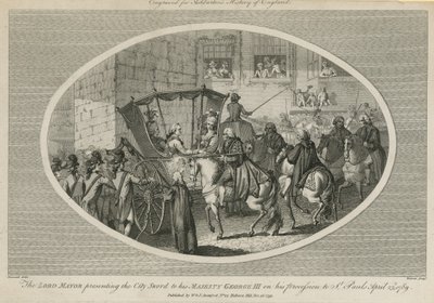 Der Lord Mayor überreicht das Stadtschwert an Seine Majestät George III von English School