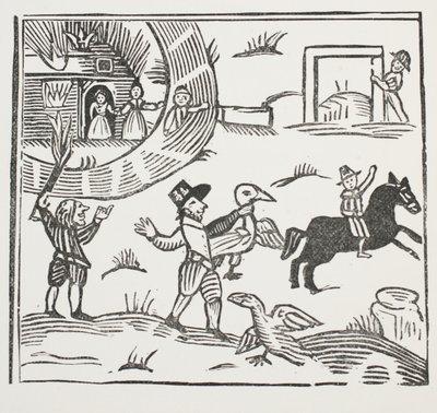 Die verrückten Streiche von Tom Tram, Illustration aus Chap-books des achtzehnten Jahrhunderts von John Ashton, veröffentlicht 1882 von English School