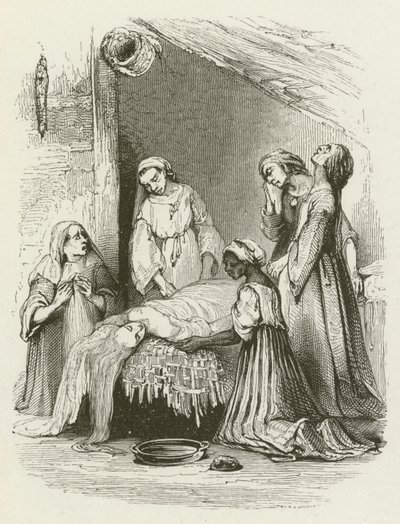 Die Malabar-Frauen waschen den Körper von Virginia (Stich) von English School