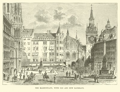 Der Marienplatz, mit altem und neuem Rathaus von English School