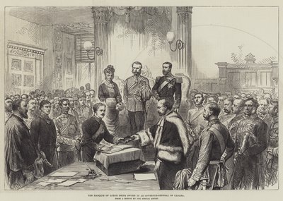 Der Marquis von Lorne wird als Generalgouverneur von Kanada vereidigt (Gravur) von English School