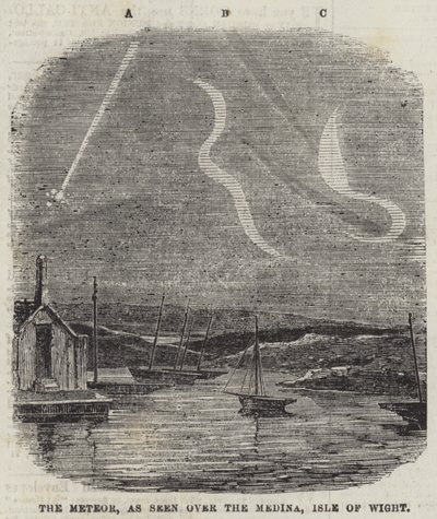 Der Meteor, gesehen über dem Medina, Isle of Wight (Gravur) von English School