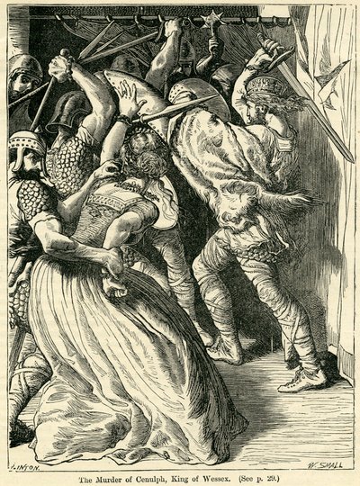 Der Mord an Cenulph, König von Wessex, 821 von English School