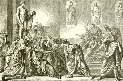 Die Ermordung von Julius Caesar (Gravur) von English School