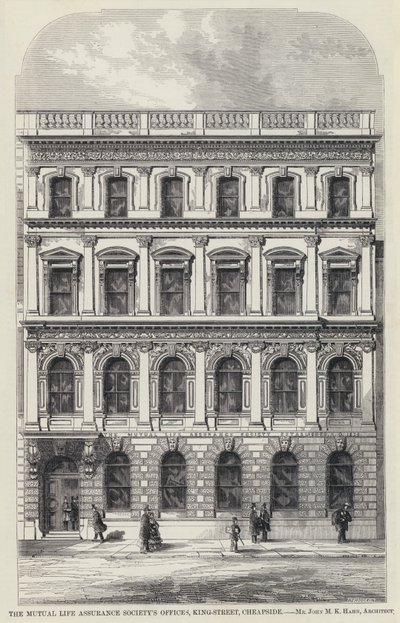 Büros der Mutual Life Assurance Society, King-Street, Cheapside von English School