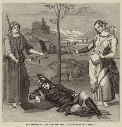 Die Nationalgalerie, der neue Raphael, Die Vision eines Ritters (Stich) von English School