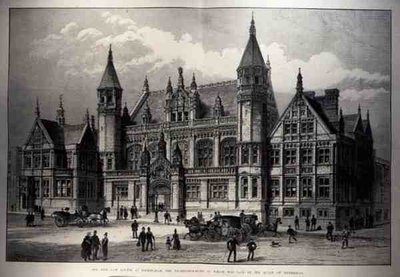 Die neuen Gerichtsgebäude in Birmingham, deren Grundstein von der Königin gelegt wurde von English School