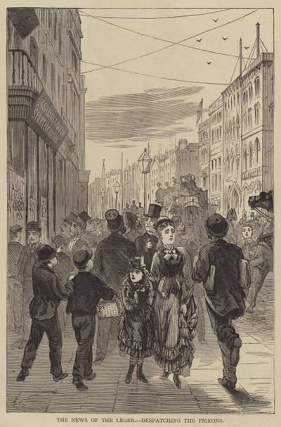 Die Nachricht vom Leger, die Tauben versenden (Gravur) von English School