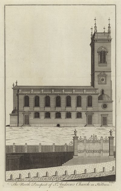 Die Nordansicht der St. Andrews Kirche in Holborn von English School