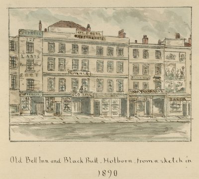 Die Alte Bell Taverne und der Schwarze Stier, Holborn, London von English School