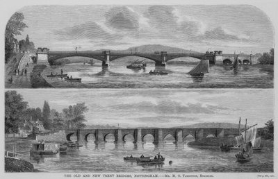 Die alten und neuen Trent-Brücken, Nottingham von English School