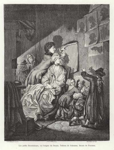 Der Ursprung der Malerei: Eine Familie macht chinesische Schatten von English School