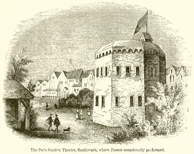 Das Paris Garden Theatre, Southwark, wo Jonson gelegentlich auftrat von English School