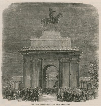 Die Friedensilluminationen am Green Park Arch von English School