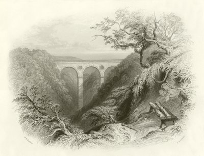 Die Peaths Brücke und Schlucht, Berwickshire von English School
