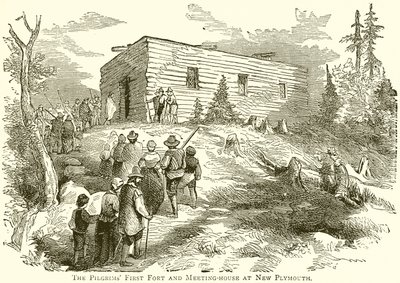 Das erste Fort und Versammlungshaus der Pilger in New Plymouth von English School