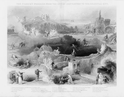 Die Pilgerreise von der Stadt der Zerstörung zur himmlischen Stadt (Gravur) von English School