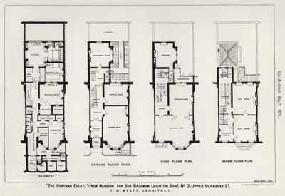 Das Portman Estate, Neues Herrenhaus für Sir Baldwyn Leighton, Baronet, Nr. 2, Upper Berkeley Street (Stich) von English School