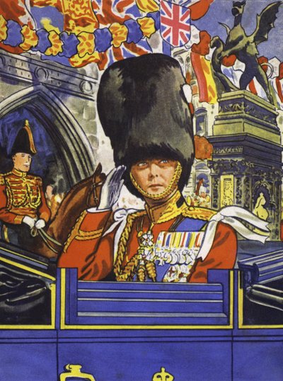 Der Prinz von Wales, der zukünftige König Edward VIII., in der Jubiläumsprozession seines Vaters (Farblithografie) von English School