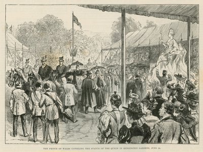 Der Prinz von Wales enthüllt die Statue der Königin in den Kensington Gardens von English School