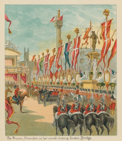 Die Prinzessin Alexandra bei ihrer Ankunft über die London Bridge von English School