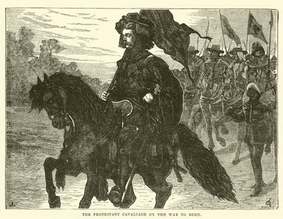 Der protestantische Umzug auf dem Weg nach Bern (Gravur) von English School