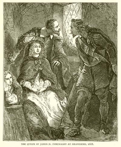 Die Königin von Jakob II. versteckt sich in Gravesend, 1688 von English School