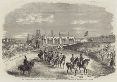 Der Besuch der Königin in Leeds, Ihre Majestät passiert die Sonntagsschulkinder auf dem Woodhouse Moor von English School