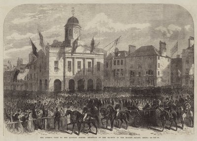 Der Besuch der Königin an der schottischen Grenze, Empfang Ihrer Majestät auf dem Marktplatz von Kelso (Stich) von English School