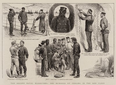 Die jüngsten Marine-Manöver, die Launen des Kohlenladens in der Roten Flotte (Gravur) von English School